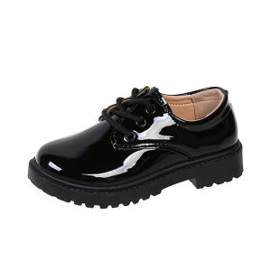 Spring Boy Leather Shoes Black School Shoes Performance Casual Children Glossy UK Uniform Casual Shoes for Host Kids Fashion 2023 New Classic