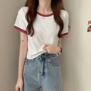 Ninabobo SL020 Baju Atasan Wanita Basic T-shirt Santai Crop Top Tee Kaos Polos Lengan Pendek