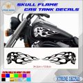 2Pcs Universal Motorcycle Gas Fuel Oil Tank Skull Flame sticker waterproof. 