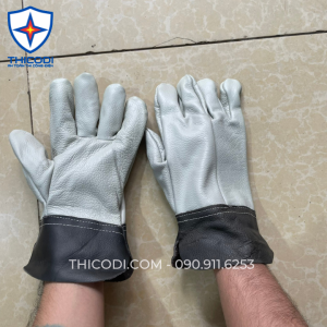 Găng tay da hàn lộn chống cháy chịu nhiệt tia lửa văng bắn nhiệt độ cao 28cm mã 3