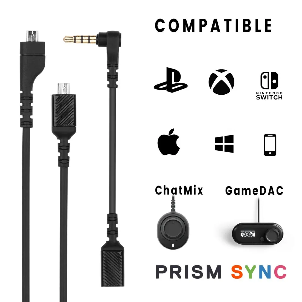 Braided Microphone Cable Extension Cord 1.5M Long for Arctis 3 5 7