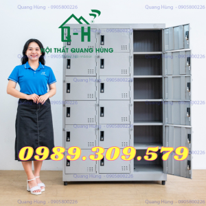 TỦ HỒ SƠ 18 NGĂN TỦ LOCKER 18 Ô GIÁ RẺ MÀU XÁM GHI SẮT SƠN TĨNH ĐIỆN DÀY DẶN