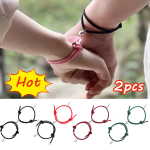 【สินค้าดีที่สุด♡บ้านสาวน่ารัก♡สร้อยข้อมือแม่เหล็ก2ชิ้น/เซ็ตสำหรับผู้ชายและผู้หญิงสร้อยข้อมือคู่รักที่ใช้เป็นของขวัญเครื่องประดับ