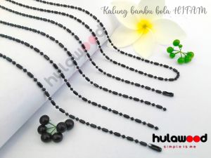 Kalung Titanium Anti Karat Model BAMBU BOLA HITAM - REAL PICT