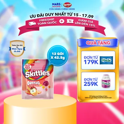Hộp 12 Gói kẹo dẻo Skittles vị trái cây Gummies (1 hộp x 12 gói)