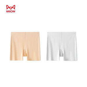 Miiow 2-Pack Womens 2-in-1 Safety Shorts & Panties Ice-Silk Cool-Feel Seamless & Breathable