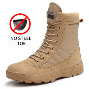 (Steel Toe)2025 New Fashion Tactical Boots Worker Safety Shoes for Men Anti-smashing Casual Black Combat Shoes Breathable