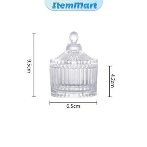 ItemMart Crystal Glass Candy Jar With Lid Jewelry Storage Jar Multi-Functional Transparent Storage Jar 1Pc