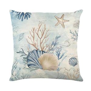 Pillow Case Linen Ocean Print Cushion Cover Seahorse Seasides Patterns For Summer Home And Sofa Decoration