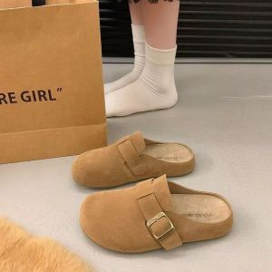 [Free Shipping] 2026 new European-style ultra-soft leather thick-soled low-top womens slippers trendy