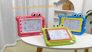 Portable Magnetic Art Board For Children Ages 2-7 Dinosaur Painting Toy Coloring Tablet Early Learning Gift Blue