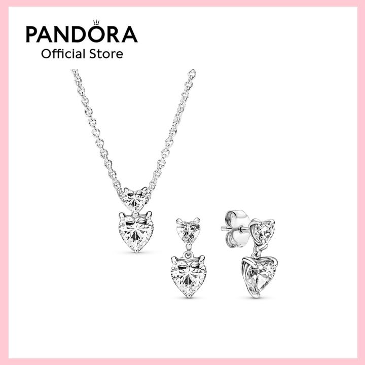 Pandora Timeless Hearts Necklace Earring Gift Set Lazada