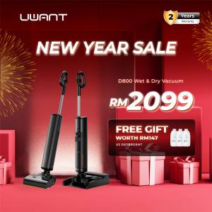 UWANT D800 Wet Dry Vacuum |12cm Ultra-Lie Flat Design Robot Arm™ Edge Cleaning 25000Pa Powerful Suction 100°C Hot Water Wash UVC & Far-Infrared Hot Air Drying IPX6 Submersible Roller Brush for Deep Hygienic Floor Care