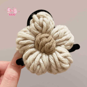Kẹp tóc càng cua Hoa Len vintage cao cấp kẹp tóc nữ 8cm phong cách tiểu thư Hàn Quốc
