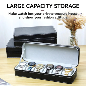 6/12 Grid Zipper Watch Box Dustproof Multifunctional Display PU Leather Watch Storage Organizer Case