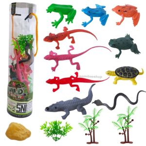 WILD ECOLOGY mainan hewan tabung mika 10pc mainan figurin hewan MAINAN ANIMAL dinosaurus tabung MAINAN WILD ANIMAL