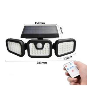 Outdoor Solar Light 3-head Motion Sensor Light IP65 Waterproof 270° Wide Angle Wall Light