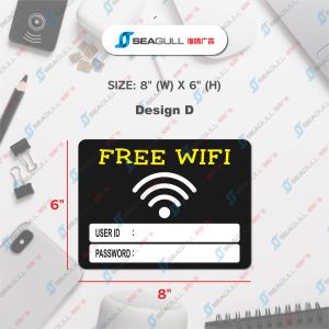 Wifi Sticker / Home Wi-fi / Free Wi-fi / Network / Internet User Id Sticker Size: 8" (w) X 6" (h)