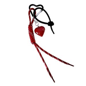 Mặt dây chuyền trái tim Keychain cho trang trí túi đầy Màu sắc dây ni lông bện Keyring phụ kiện handmade Móc Treo Chìa Khóa Phụ Kiện