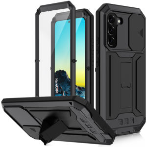 Full-Body Rugged Armor Shockproof Protective Case for Samsung Galaxy S25 FE S24 Ultra S23 Pro S22 Ultra Kickstand Aluminum Metal Cover