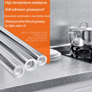 huowa OilProof Aluminum Foil Wall Decals Golden and Silver Kitchen Backsplash Stickers