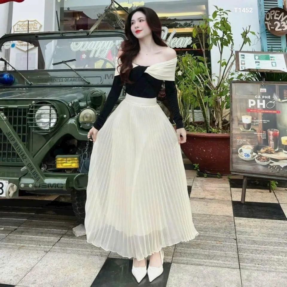 Chân váy dài xẻ tà, chất voan mềm rũ 2 lớp đẹp | Shopee Việt Nam