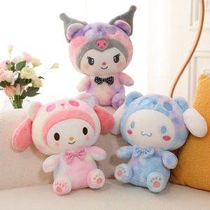25CM Sanrio Tie Dye Plushies Dolls Cartoon Kuromi Stuffed Plush Doll My Melody Plush Toys Pillow Room Decoration Children Birthday Gifts