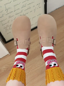 3 Pairs Middle Calf Cotton Socks Elasticized Tops Cheerful Design Funny Socks For Active Girls Youth Teens