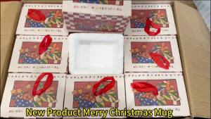 400ML Ceramic Christmas Cof Mug with Double Wall Vacuum Vintage Style Eco-Friendly for