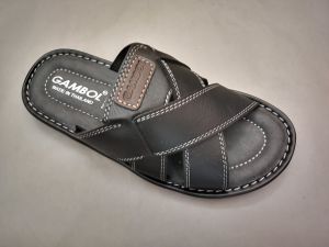 GAMBOLแท้ แฟชั่นผู้ชายรองเท้าแกมโบลแท้แตะสวม ผู้ชายใส่ลำลอง คาดหน้ารองเท้าแตะเพื่อสุขภาพ รองเท้าหนังผู้ชายน้ำหนักเบาเดินเบาใส่สบายเท้า สีดำ สีน้ำตาล GM 52031