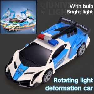 1: 24Toy Police Car Electric Toy Car LED Light Music RC Drift Remote Control Deformation and Rotation Car Car model Boys Toy Car Gifts