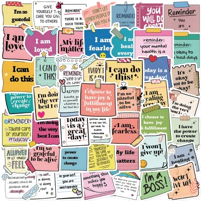 [KW] 50 PCS Mental Health Stickers – Positive Affirmations Self-Love & Mindfulness Stickers for Journal Laptops & More
