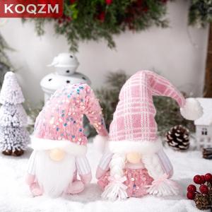 [COD] KOQZM KITCHEN Christmas Gnome Plush DecorationsElf Dwarf Gnomes Doll Pink Sequin Hat Design For Home Christmas Table Decorations