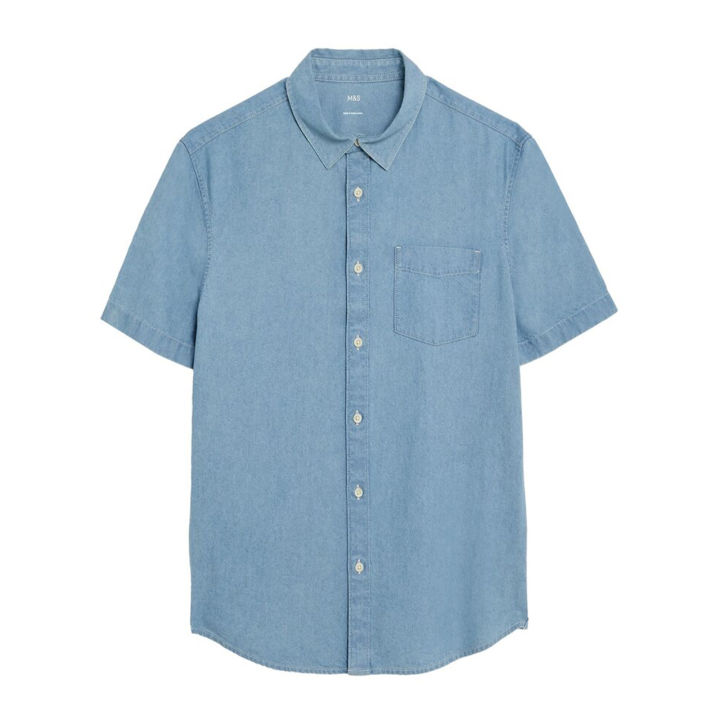 Marks & Spencer Men's Denim Shirt (Light Blue) | Lazada PH