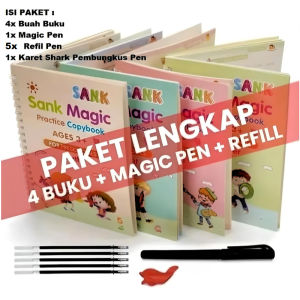 Sank Magic 3D Buku Edukasi Anak Belajar Menulis Untuk TK Angka & Huruf / buku megic