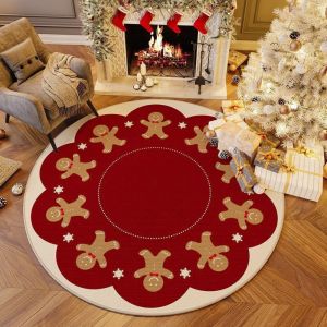 VIVOLILV Delivery from Manila📦Christmas Carpet Round Carpet 80x80CM Non-slip Christmas Tree Skirt Carpet Computer Swivel Chair Mat Washable Christmas Prints Bedroom Mat Living Room Mat