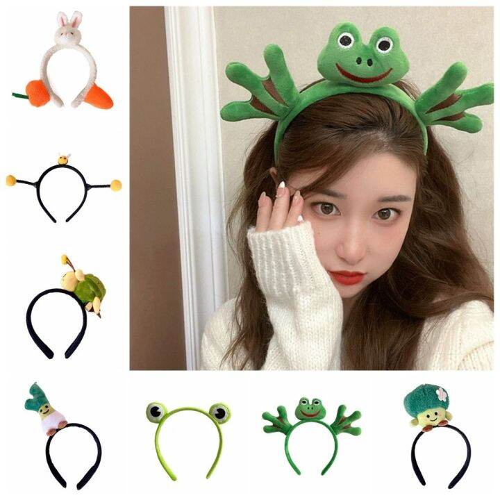 QVPYP Cartoon Frog Plush Hairband Animal Tortoise Vegetable Headband ...