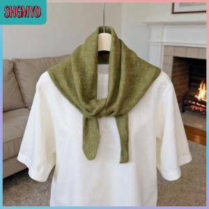 【SHGMYD】 ผ้าพันคอถักไหมพรมสามเหลี่ยมสไตล์เกาหลีผ้าพันคอสตรีผ้าพันคอถักผ้าพันคอถักผ้าพันคอถักอเนกประสงค์อบอุ่น