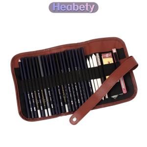 Heabety Canvas pen curtain pen bag 24 hole large capacity sketching color lead roll pen