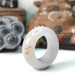 Golden Yellow Patches on this Translucent Natural Type A Jadeite Ring with oversea certificate weight 8.66 grams 16.6 * 9.6 * 5.3 mm (Internal diameter finger size: 16.6mm) - Wear with style suitable for all type of occasions (ring2)