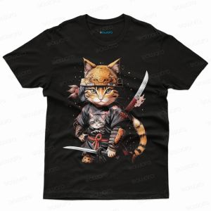 Kaos Distro Premium Samurai kitten tampilan Desain 3D baju wawoye store