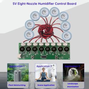 HEFEI 1Set 12W Mô-đun phun sương siêu âm Thiết kế 8 vòi phun DC 5V Mô-đun phun sương tạo ẩm Giao diện Type-C Bảng phun sương 8 vòi cho các dự án máy tạo độ ẩm thông minh tự làm tại nhà