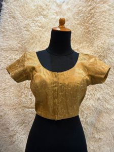 Embroidered Saree Blouse for Women Round Neck Half Sleeve Fitted Ethnic Choli with Thread Work Traditional Wedding Festive Occasion Saree Blouse for Women SIZE: 40