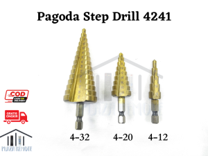 Mata Bor Pagoda Spiral Besi Kuningan Kayu Plastik Step Drill M35 4 - 20 Tingkat Payung