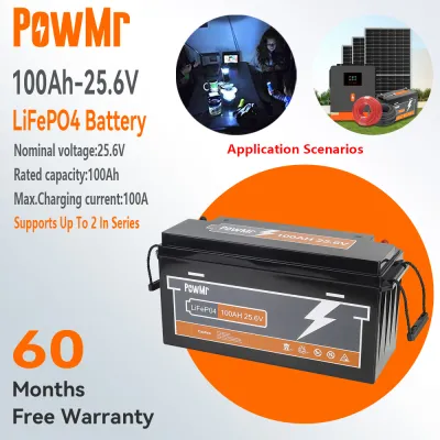 PowMr 24V 100AH ​​​​LiFePo4 แบตเตอรี่แบตเตอรี่พลังงานแสงอาทิตย์แบตเตอรี่ Ebike แบตเตอรี่รถยนต์ที่มีประสิทธิภาพสูงการป้องกัน BMS ในตัว พลังงานจริง 100% อายุการใช้งาน 10 ปีสามารถมากถึง 2 ซีรี่ส์หน่วย