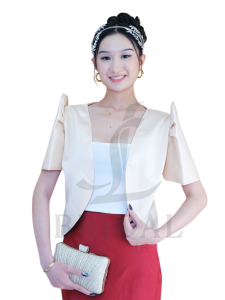 Beige bolero satin filipiniana top for various occasion