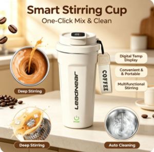 400ML Portable automatic mixing cup TemperatureDisplay Automatic Mixing Drink Cup