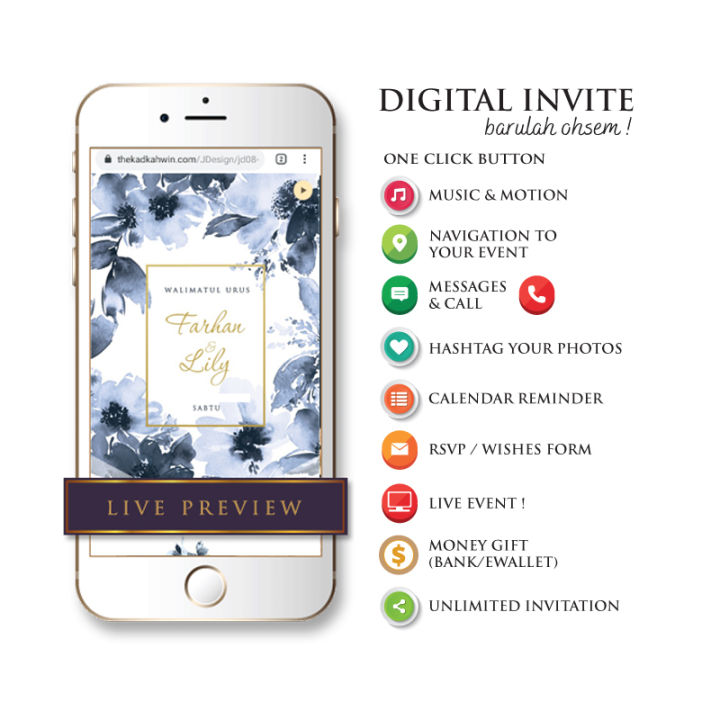 Wedding Cards Digital Motion Invitation Solemnization Kad Kahwin Akad ...