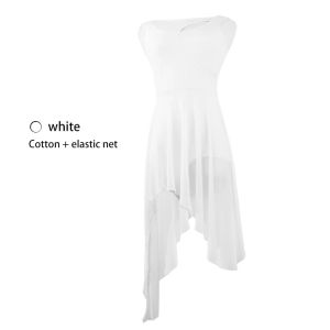 [Cowaii] Sleeveless Ballet Tutu Dress Gymnastics Leotards For Women Ballet Mesh Lyrical Dance Costume Contemporary Dancewear