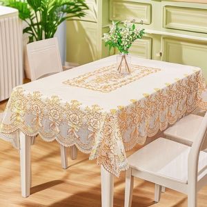 Gold Stamping Tea Table Tablecloth Exquisite Pattern Dining Table Cloth Waterproof Oil-proof Heat-resistant Tablecloth